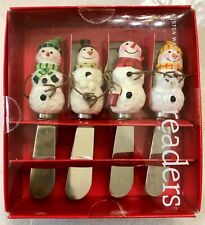 Boston Warehouse Stainless Steel Snowman Cheese Spreaders - 2004 - Set of (4) picture