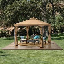 Sonoma Outdoor Traditional Brown Steel Gazebo Canopy with Water-Resistant Cover picture