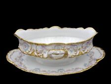 SCARCE THEODORE HAVILAND LIMOGES FRANCE DOUBLE GOLD GRAVY BOAT ~ SCHLEIGER 330 picture