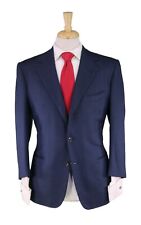 Gianni Campagna Milano Bespoke Blue/Black Tic Woven 2-Btn Handmade Suit 38S picture