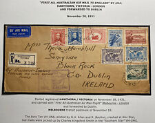 1931 Hawthorn Australia First Special Flight Airmail Cover FFC To Dublin Ireland picture