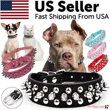 Spiked Studded Leather Dog Collar Rivets Pet Small Large Cat Pit Bull Adjustable picture