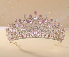Pink Baroque Wedding Crown Tiara Crystal Vintage Bride Tiara Bridal Headpieces picture