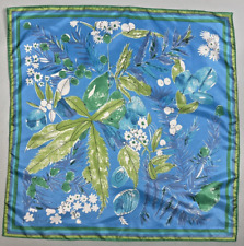 Vintage Scarf VERA blue green 60s 70s classic foliage floral retro picture