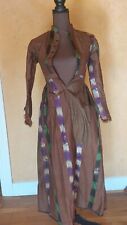 Rare 1860s Dress handmade W/Ikat Material, Fringed Sleeves. SM XS picture
