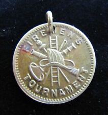 Antique FIREMEN'S TOURNAMENT Medallion Fob Small High Relief Medal picture