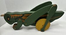 Vintage Wooden Grasshopper Pull Toy 1940s - 1950s Rolls Leg Move picture