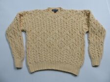 Thornton Bay Fisherman Sweater Mens Large Cable Knit Crew Neck Pullover Beige picture