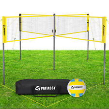 4 Square Volleyball Game Set with Adjustable Height 4 Way Net Outdoor Backyard picture