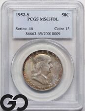 1952-S Franklin Half Dollar, Full Bell Lines, PCGS MS-65 FBL ** Nice Rainbow picture