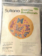 Vintage Sultana Crewel Embroidery Pillow Kit #1166 Butterfly Beauty SEALED NEW picture