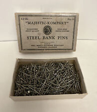 Vintage MAJESTIC KOMPAKT MONARCH Sewing Pins Box Mostly Filled - Advertising picture