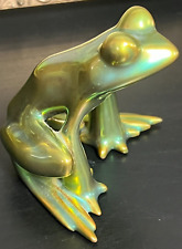 Zsolnay Pecs Hungarian Green Eosin Pattern Small Frog Figurine picture