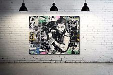 Banksy Mike Tyson Street Art Collage 36x24 READY TO HANG Art Graffiti Custom 1.5 picture