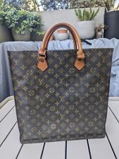 Louis Vuitton Sac Plat Tote Brown Leather Authentic Vintage  picture