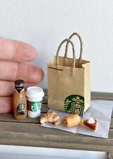6 pcs set miniature coffee Tea To Go Starbucks bag Clay Pie Croissant bread bag picture