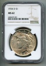 1934 D Peace Silver Dollar NGC MS 62 picture