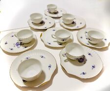 Vintage Yamaka Japan China Purple Violets Tea Cups/Snack Plates 8 Sets picture