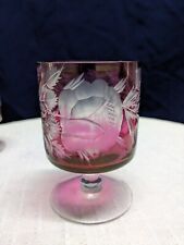 Cranberry Cut To Clear Cordial Glasses Pair picture