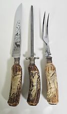Anton Wingen Jr. 3 Piece Stag Carving Knife Solingen Germany Othello picture