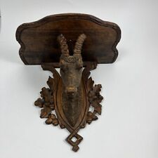 Antique Swiss Mini Black Forest Carved Chamois Wall Shelf Rare Circa 1900s picture