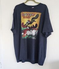 Vintage Rocky The Flying Squirrel & Bullwinkle Graphic Dark Blue T Shirt Men 2XL picture