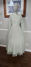 Vintage 1960s Light Green Pleated Formal Dress As Pictured picture
