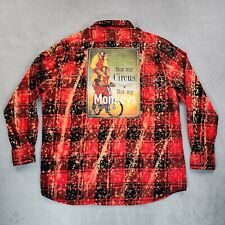 Angry Minnow Shirt Mens XL Red Flannel Splatter Plaid Button Up Art Long Sleeve picture