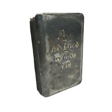 Vtg WWII WW2 Soldier's Pocket Bible Steel Cover Heart Shield - RARE picture