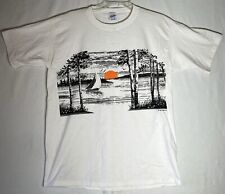 1989 Air Waves Men’s T-Shirt Size Large Vintage Sunset Beach Velva Sheen READ picture