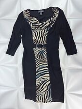 Frank Lyman Sz 8 Black Tiger Print Slinky Cowl Neck Hourglass Silhouette Dress picture