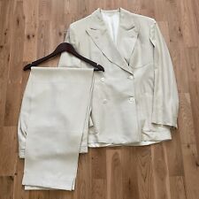 Vintage 1930s 1940s Desmond’s Double Breasted White Suit Trousers 28x31 Antique picture