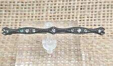 Antique Victorian Sterling Silver & Crystal Throat Brooch Pin 2.5