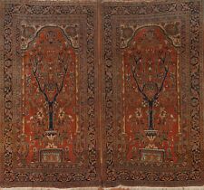 Pair of 2 Antique Pre-1900 Rust/ Navy Blue Dorokhsh Area Rug Handmade Rug 4'x6' picture