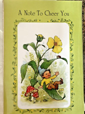 Vintage Gallant Greeting Card Gnome Sliding Down Plant Mushrooms Retro MCM USA picture