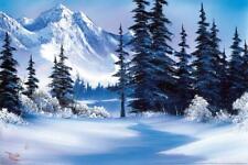 Bob Ross Winter Mountain Art Print Painting Poster 24x36 picture