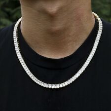 20.99Ct Round Lab Created Diamond Men's Necklace 14k Yellow Gold Plated Silver picture