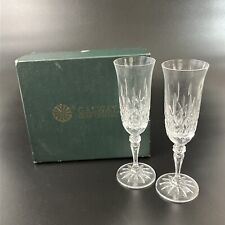 Vtg Galway Irish Longford Crystal Fluted Champagne Glasses Pair W/Box Set Flutes picture