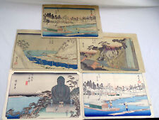 Vintage Lot of 5 Japanese After Utagawa Ando Hiroshige Woodblock Prints picture