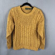 Vintage Outback Red Sweater Womens Medium Yellow Linen Blend Cable Knit Retro picture