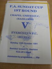 13/10/1991 Chapel United v Evergreen [FA Sunday Cup] [At Basildon United]. For U picture