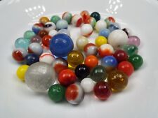 50 VTG MARBLE KING MARBLES RAINBOWS/CAT EYES/CLEAR .49-.98 INCH COMBINED SHIPP picture