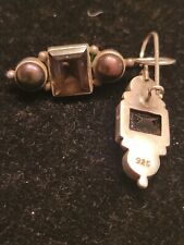 Stunning Vintage Faceted Smokey Quartz 925 Sterling Silver Southwestern Earrings picture