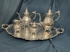 WALLACE BAROQUE Silverplate Tea Coffee Set and LARGE tray picture
