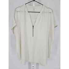 Maurices Womens Sz XL Semi Sheer Cream Colored Blouse V Neck Zipper Detail picture