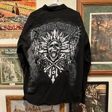 Vintage 90’s Xtreme Couture Affliction Style Skull And Cross Biker Polo Size 2XL picture