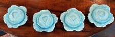 4 Portieux Vallerysthal Blue Opaline Milk Glass Covered Cabbage Lid Bowls picture