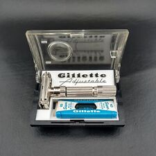 Vintage G-1 Gillette Fat Boy 1-9 Adjustable Safety Razor W/ Case And Blades picture