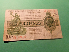 RARE 1914 Great Britain 10 Shilling Banknote - Pic 356 - F15 Plus picture