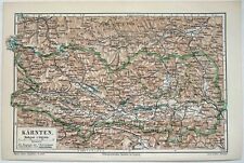 Carinthia, Austria - Original 1905 Map by Meyers. Antique Karnten picture